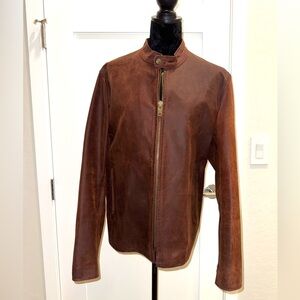 Schott NYC Cafe Racer Slim Fit Cowhide Leather Jacket